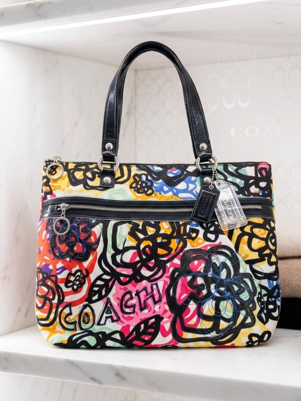 Coach Poppy Multicolor Graffiti Tote #15591